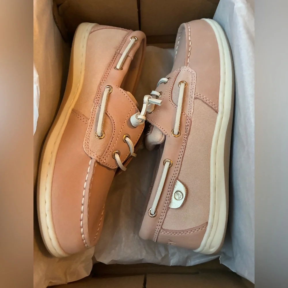 NWT Sperry Girls longfish boat shoes- color rose/pale pink- still in the box - Picture 6 of 9